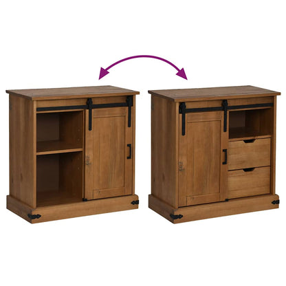 Skänk Trä HALDEN med skjutdörr 80x40x80 cm massivt trä