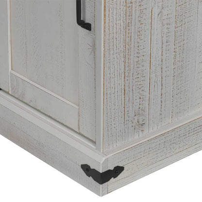 Skänk Vit HALDEN med skjutdörr 80x40x80 cm massivt trä