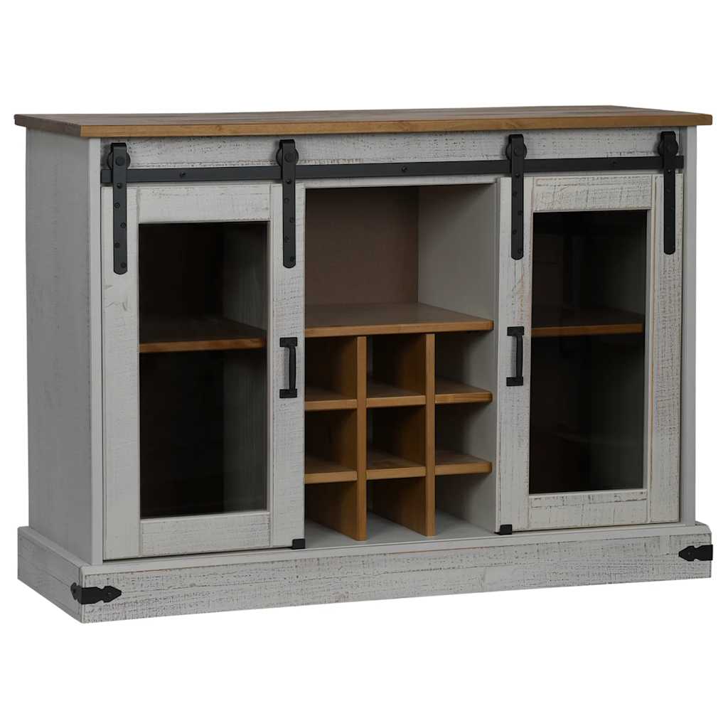 Skänk Vit HALDEN 2 skjutdörrar 112x40x80 cm massivt trä