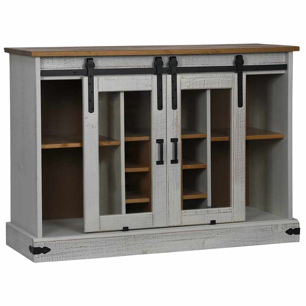 Skänk Vit HALDEN 2 skjutdörrar 112x40x80 cm massivt trä