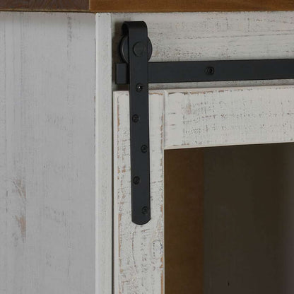 Skänk Vit HALDEN 2 skjutdörrar 112x40x80 cm massivt trä