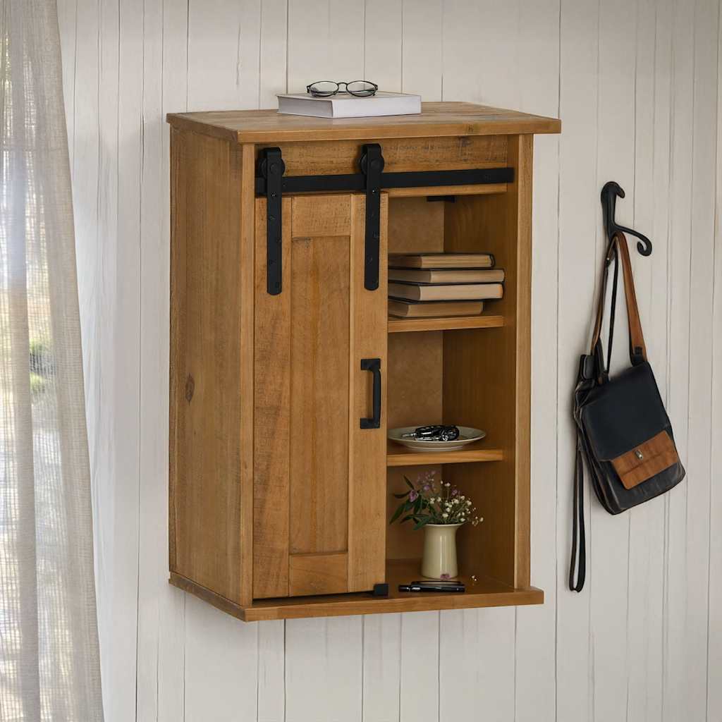 Väggskåp Vit med skjutdörr 49x22,5x70 cm furu