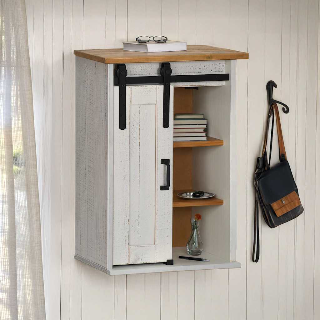 Väggskåp Vit med skjutdörr Vit 49x22,5x70 cm furu