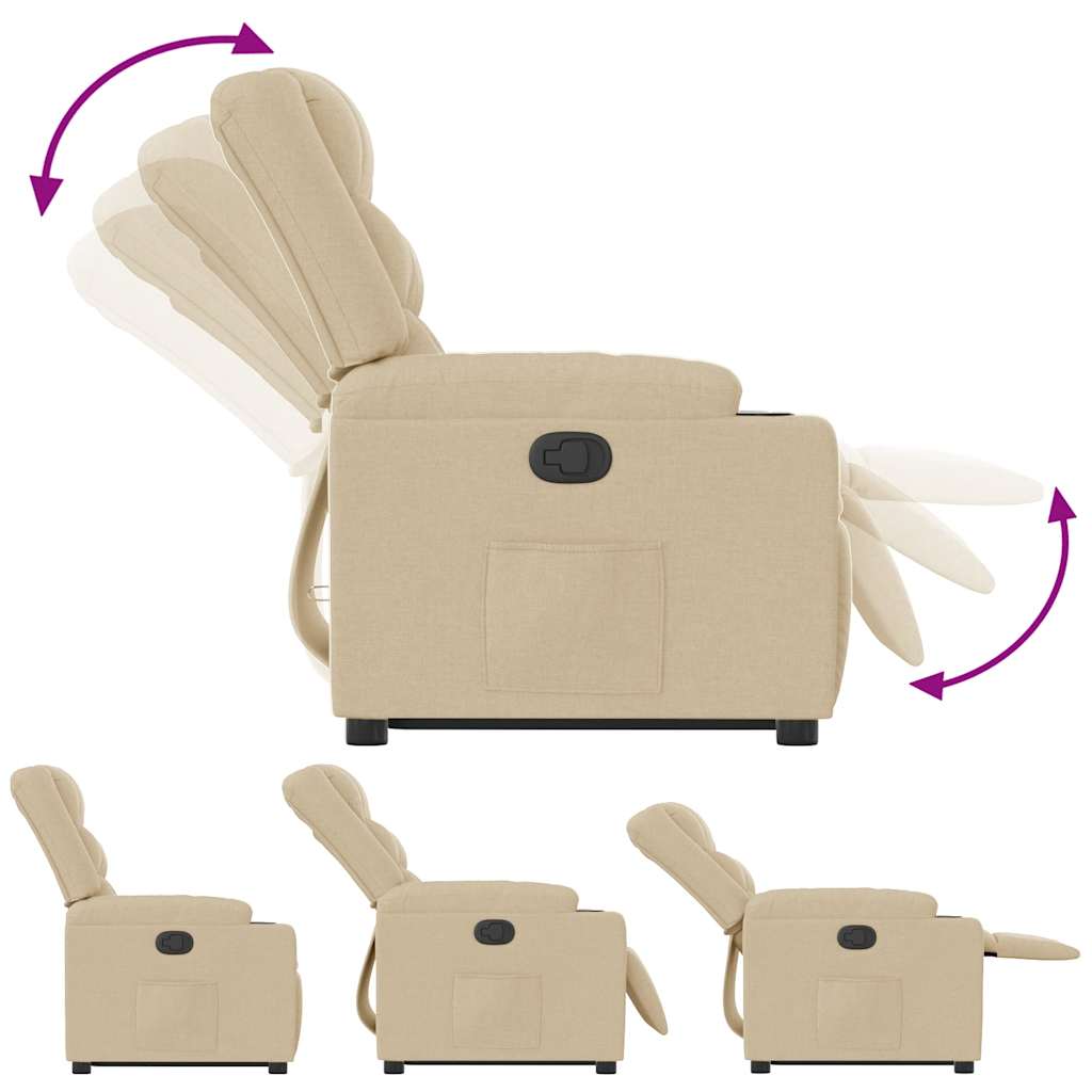 Fåtölj Gräddvit Reclinerfåtölj med uppresningshjälp tyg