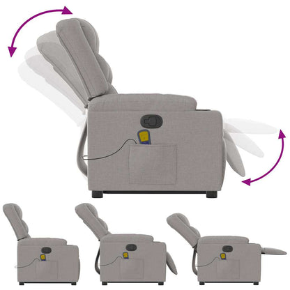 Elektrisk Massagefåtölj Ljusgrå med uppresningshjälp tyg