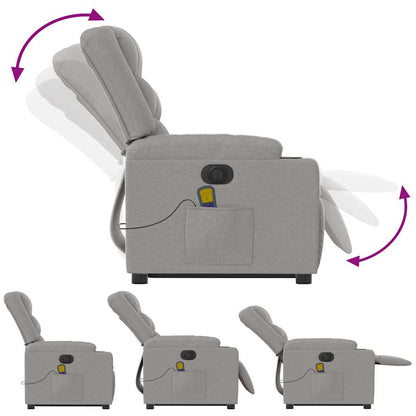 Elektrisk Massagefåtölj Ljusgrå med uppresningshjälp tyg