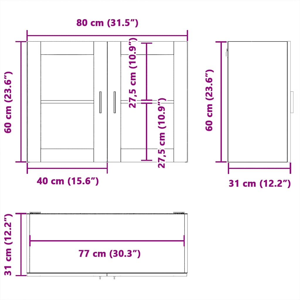 Köksinredning Överskåp glasdörr Porto Brun ek