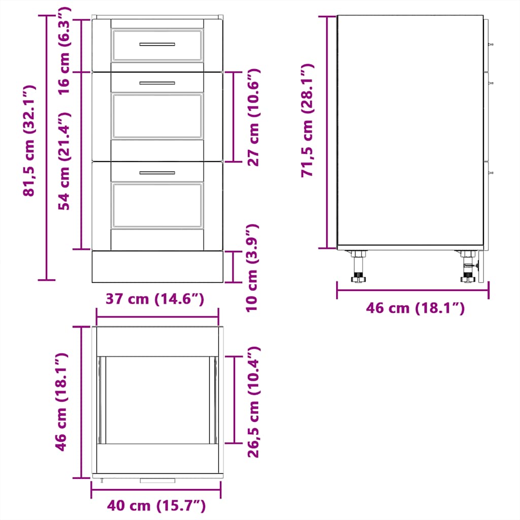 Köksinredning Underskåp Porto svart
