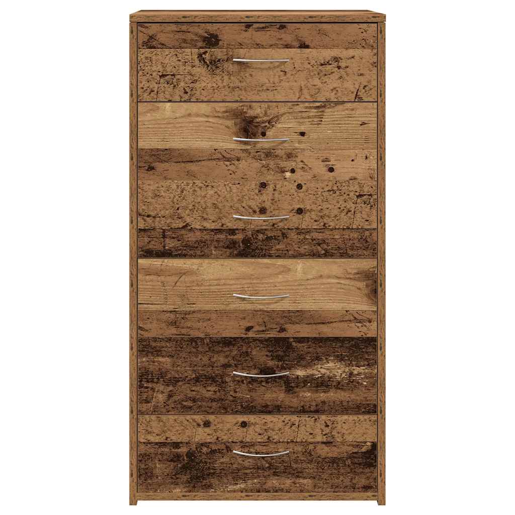 Skänk Åldrat Trä med 6 lådor 50x34x96 cm