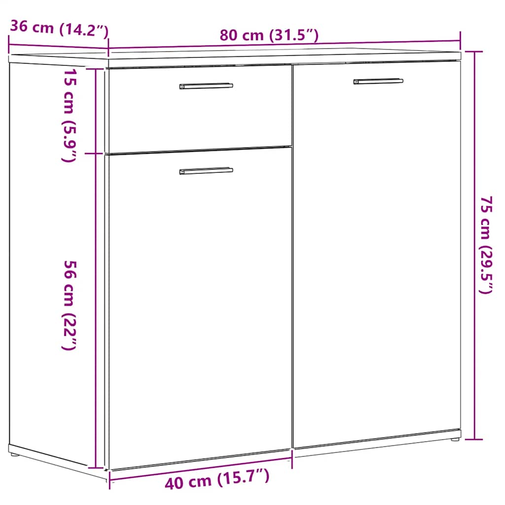 Skänk Artisan Ek 80x36x75 cm