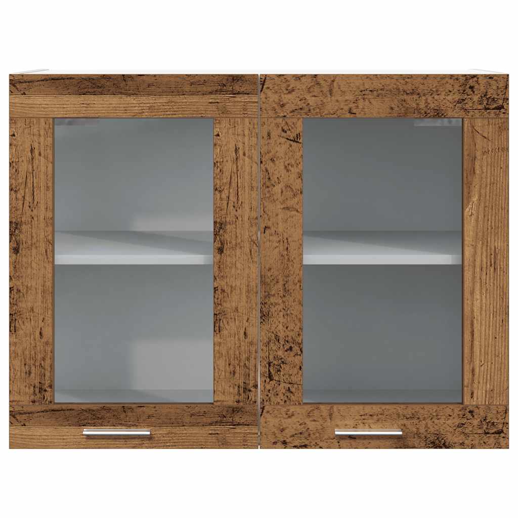 Väggskåp glas “Lyon” åldrat trä 80x31x60 cm konstruerat trä