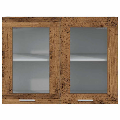 Väggskåp glas “Lyon” åldrat trä 80x31x60 cm konstruerat trä
