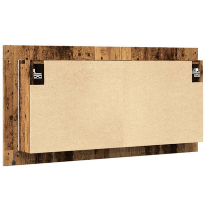 Badrumsspegel Spegelskåp LED Åldrat Trä 90x12x45 cm