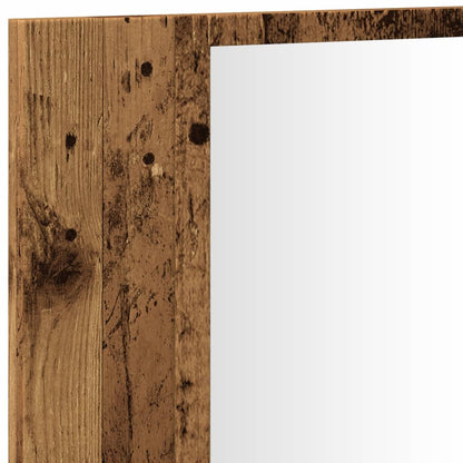 Badrumsspegel Spegelskåp LED Åldrat Trä 90x12x45 cm