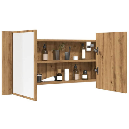 Badrumsspegel Spegelskåp LED Artisan Ek 90x12x45 cm