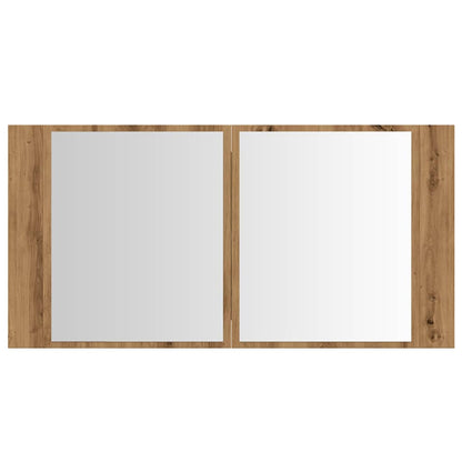Badrumsspegel Spegelskåp LED Artisan Ek 90x12x45 cm