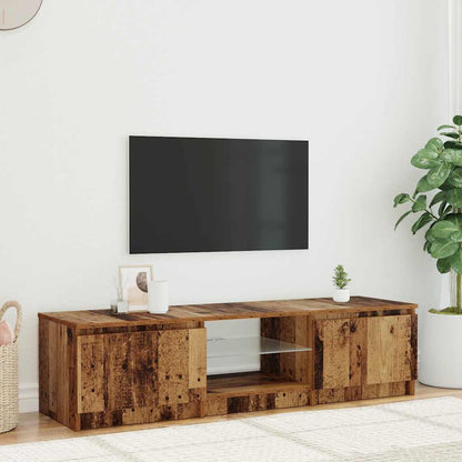 TV-bänk med LED-lampor åldrat trä 140x40x36cm konstruerat trä