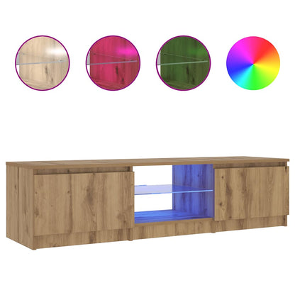 TV-bänk med LED-lampor artisan ek 140x40x36cm konstruerat trä