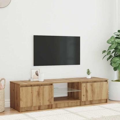 TV-bänk med LED-lampor artisan ek 140x40x36cm konstruerat trä