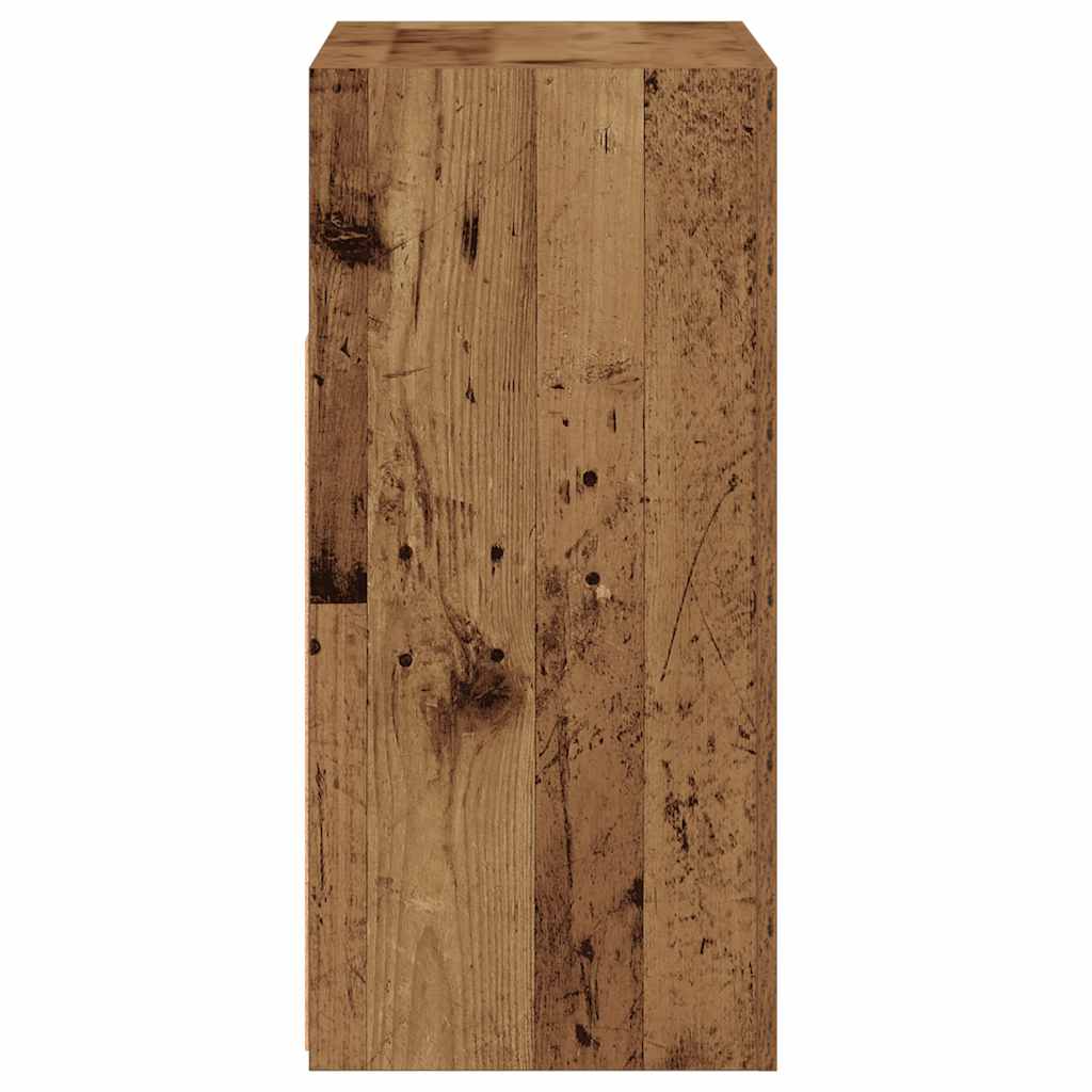 Skänk Åldrat Trä LED-belysning 80x35x75 cm