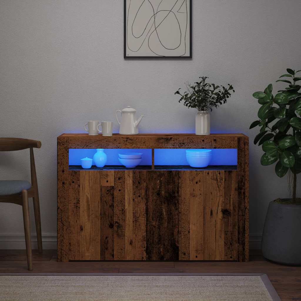 Skänk Åldrat Trä LED 115,5x30x75 cm