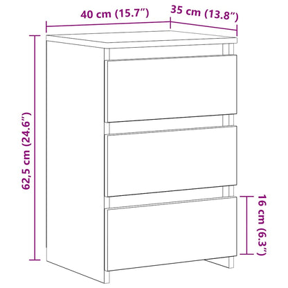 Sängbord 2 st åldrat trä 40x35x62,5 cm konstruerat trä