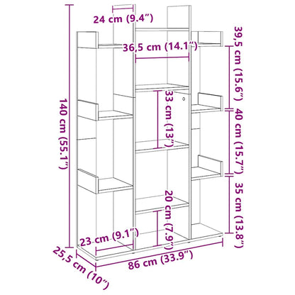 Bokhylla Åldrat Trä 86x25,5x140 cm