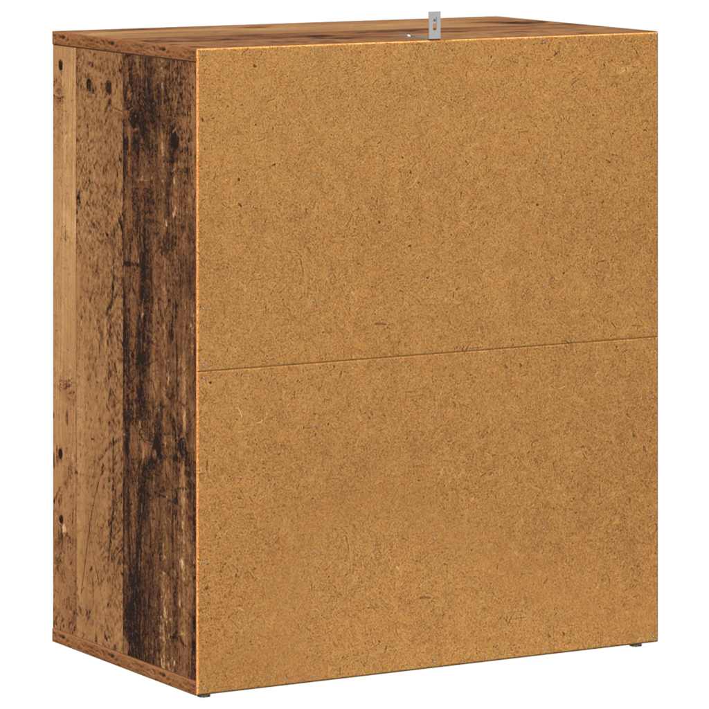 Skoställ Åldrat Trä Skoskåp 60x35x70 cm