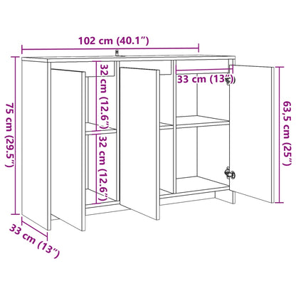 Skänk Åldrat Trä 102x33x75 cm