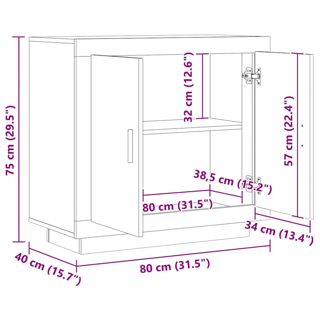 Skänk Brun Ek 80x40x75 cm