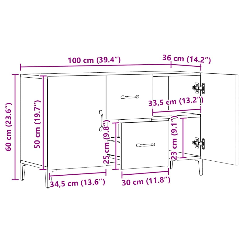 Skänk Artisan Ek 100x36x60 cm