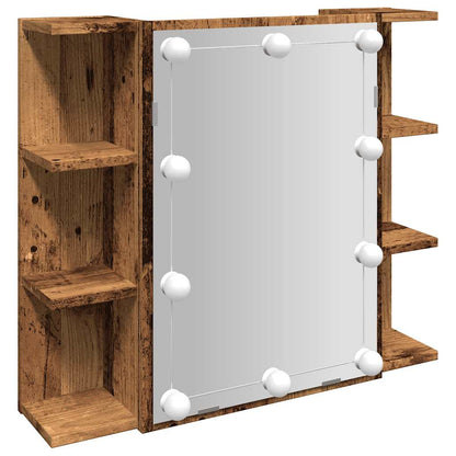 Badrumsspegel Spegelskåp LED gammalt Trä 70x16,5x60 cm