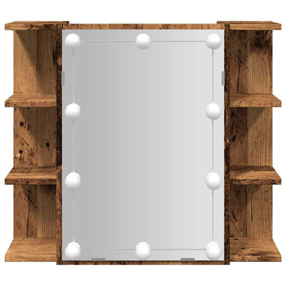 Badrumsspegel Spegelskåp LED gammalt Trä 70x16,5x60 cm
