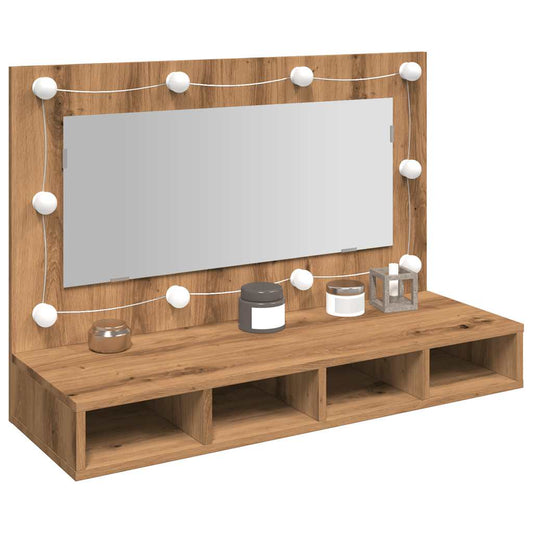 Badrumsspegel Spegelskåp LED Artisan Ek 90x31,5x62 cm
