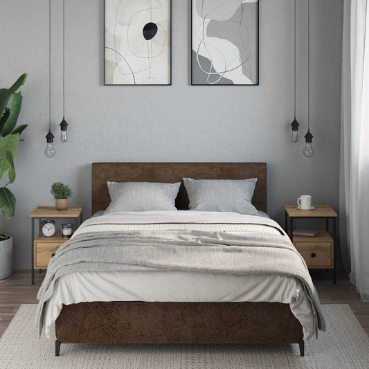 Sängbord 2 st ek 34x36x50 cm konstruerat trä