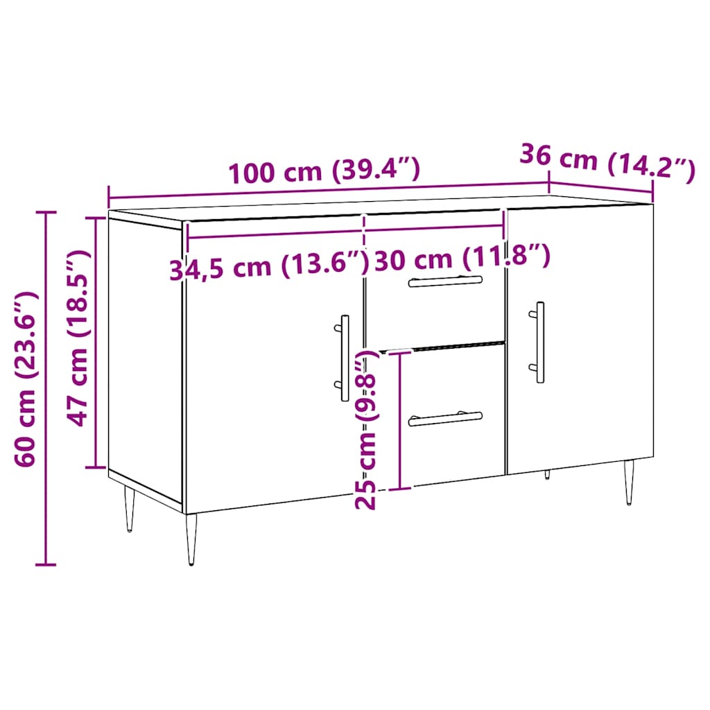Skänk Artisan Ek 100x36x60 cm