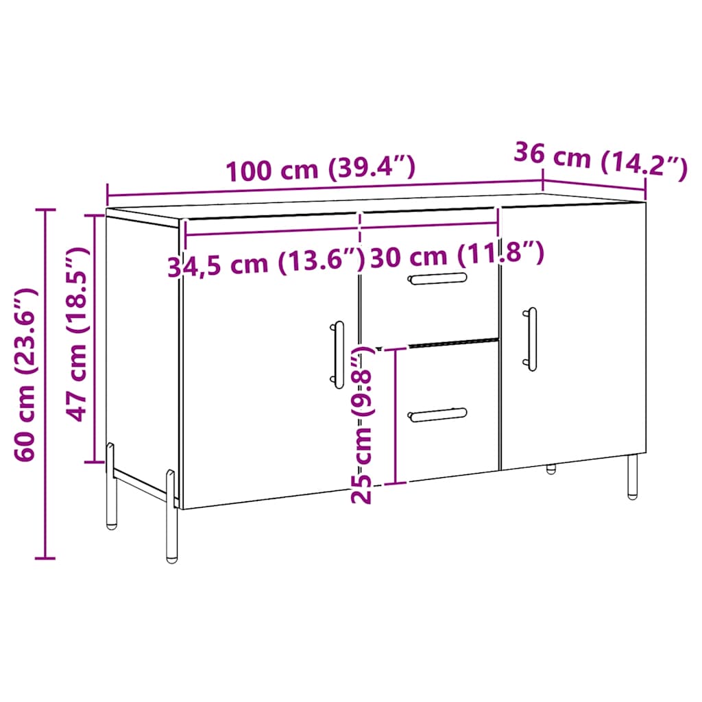 Skänk Artisan Ek 100x36x60 cm
