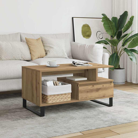 Soffbord artisan ek 90x49x45 cm konstruerat trä