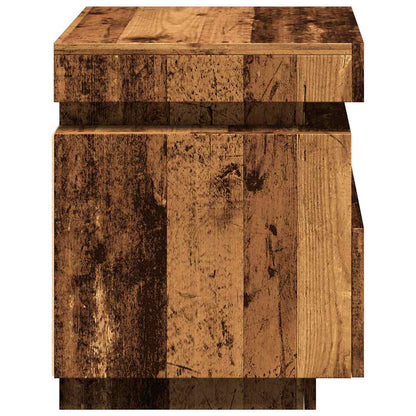 Sängbord Nattduksbord Åldrat Trä med LED-belysning 40x39x48,5 cm