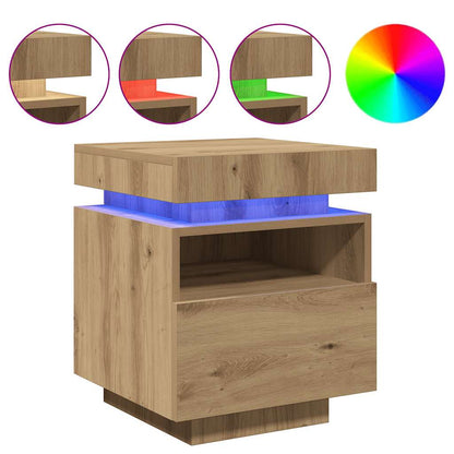 Sängbord Nattduksbord Artisan Ek med LED-belysning 40x39x48,5 cm