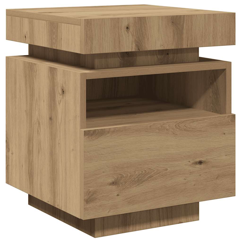 Sängbord Nattduksbord Artisan Ek med LED-belysning 40x39x48,5 cm