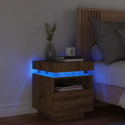 Sängbord Nattduksbord Artisan Ek med LED-belysning 40x39x48,5 cm