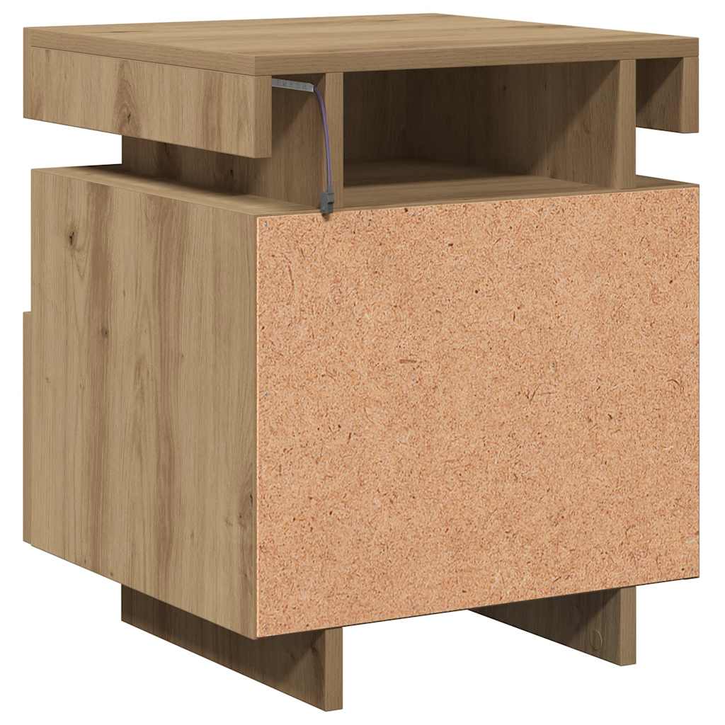 Sängbord Nattduksbord Artisan Ek med LED-belysning 40x39x48,5 cm