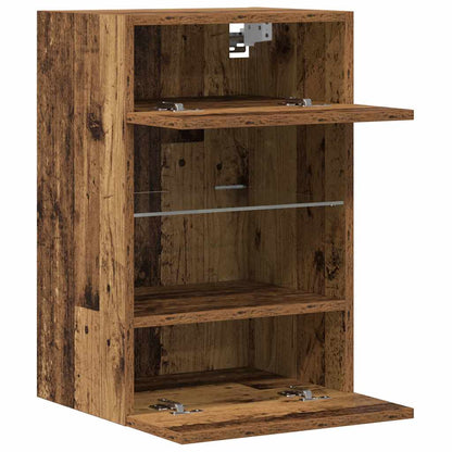 Nástenné skrinky s LED osvetlením pre TV 2 st åldrat trä 40x30x60,5 cm