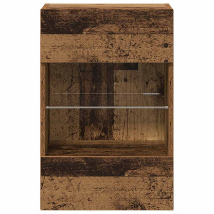 Nástenné skrinky s LED osvetlením pre TV 2 st åldrat trä 40x30x60,5 cm