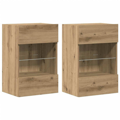 Nástenné skrinky s LED osvetlením pre TV 2 st artisan ek 40x30x60,5 cm