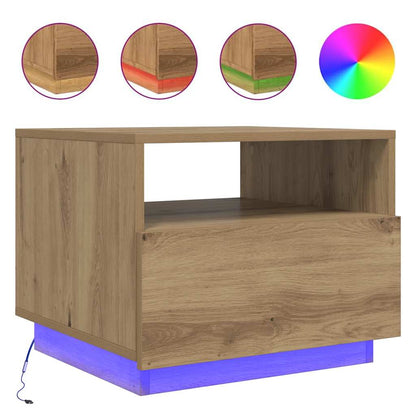 Soffbord med LED ek 50x49x40 cm