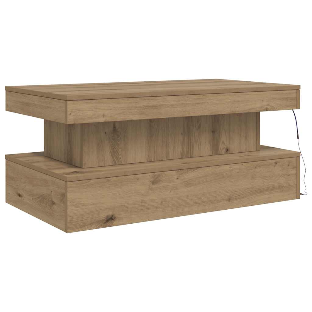 Soffbord med LED ek 90x50x40 cm