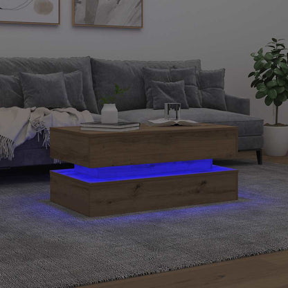 Soffbord med LED ek 90x50x40 cm