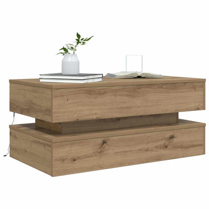 Soffbord med LED ek 90x50x40 cm